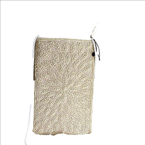 Bamboo Trading Company pearl beaded cream starburst design crossbody evening bag